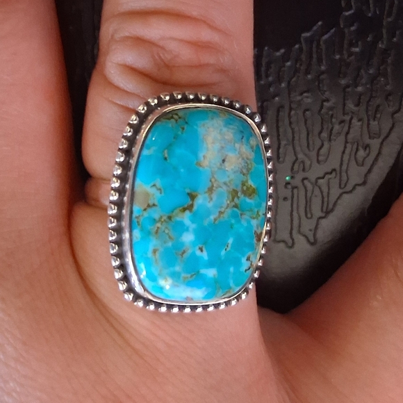 MOHAVE TURQUOISE RING 925 STERLING SILVER SIZE 8 - Picture 1 of 7